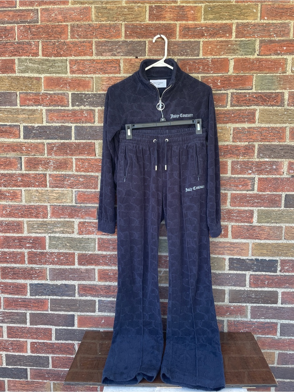 Juicy Couture Navy Velour Boot Cut Track Pants & Zip-Up Jacket Set